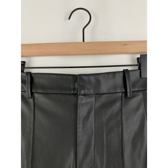 Mango MNGO Leather Effect Straight Trouser Pants Split Hem Womens Size 6 Black - Picture 6 of 10